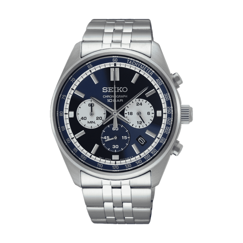 Montre Chronographe Homme SEIKO SPORT BLEU Acier Argenté