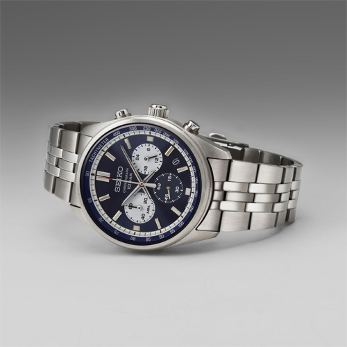 Montre Chronographe Homme SEIKO SPORT BLEU Acier Argenté