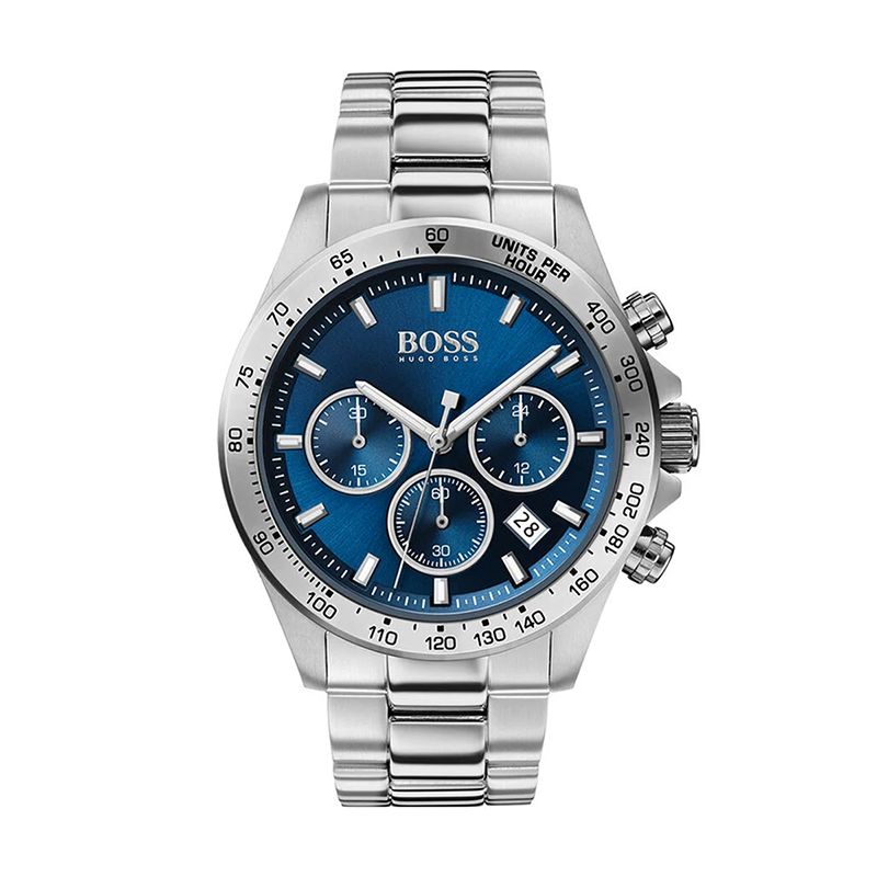 Montre chronographe homme boss hero bleu acier argenté - chronographes - edora