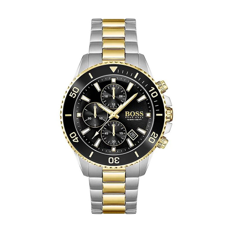 Montre chronographe homme boss admiral noir acier bicolore - chronographes - edora