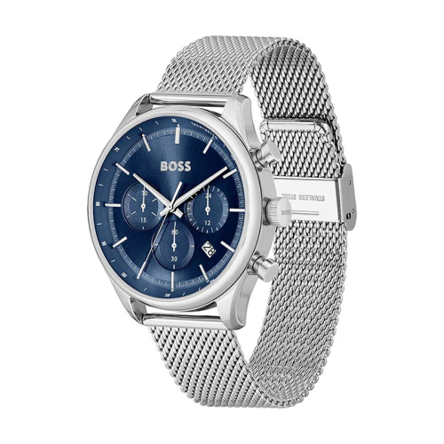 Montre Chronographe Homme BOSS GREGOR BLEU Acier Argenté