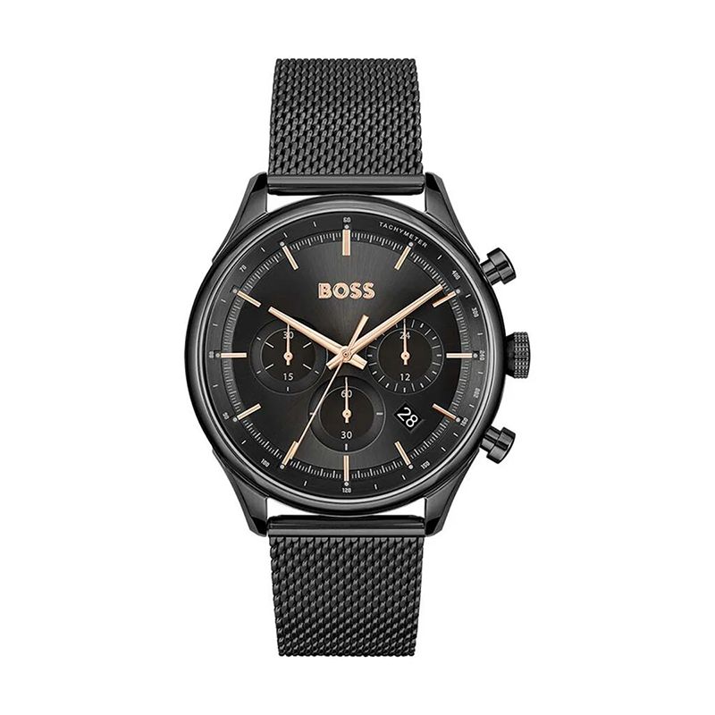 Montre chronographe homme boss gregor noir acier noir - chronographes - edora