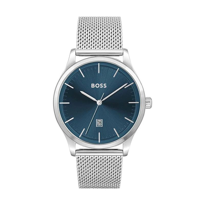 Montre homme boss reason bleu acier argenté - analogiques - edora