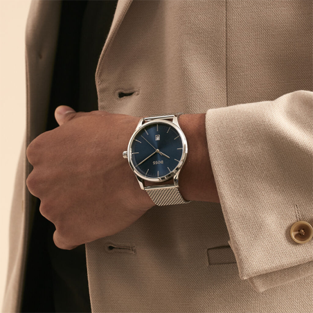 Montre homme boss reason bleu acier argenté – analogiques