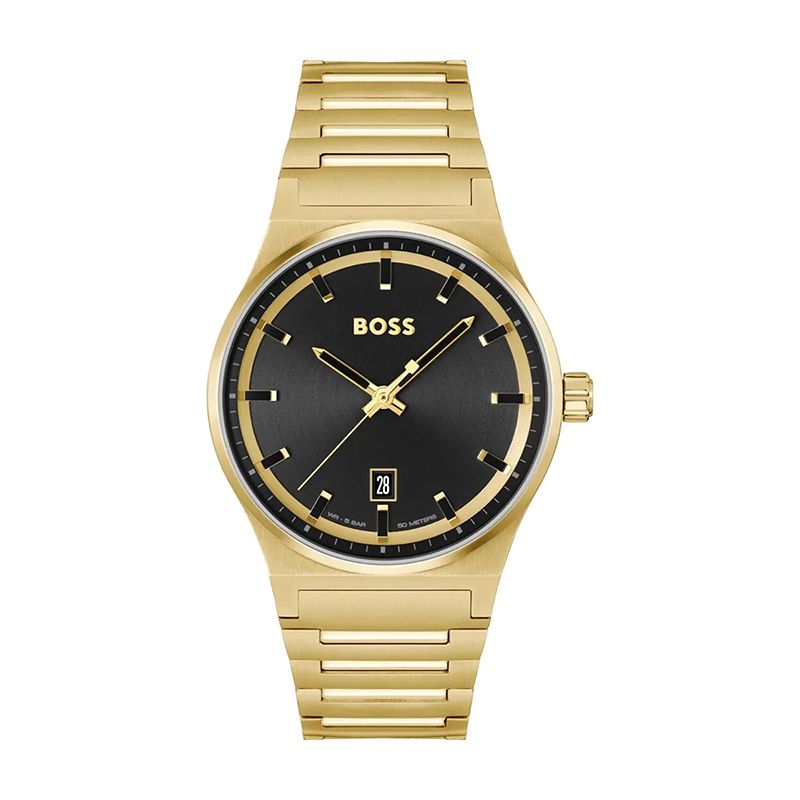 Montre homme boss candor noir acier doré - analogiques - edora