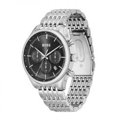 Montre chronographe homme boss gregor noir acier argenté - chronographes - edora - 1