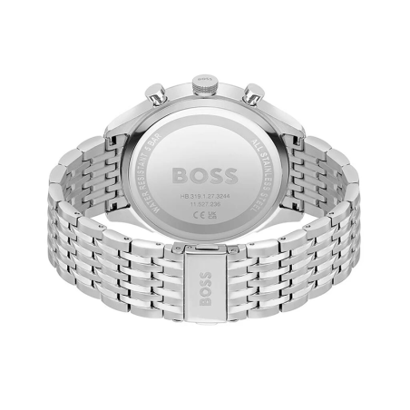Montre chronographe homme boss gregor noir acier argenté – chronographes
