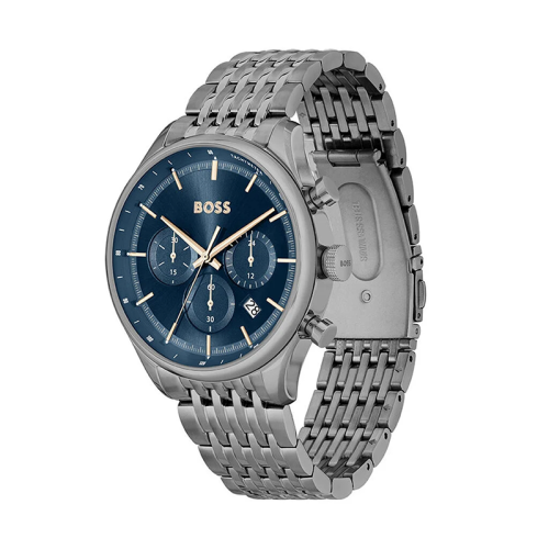 Montre Chronographe Homme BOSS GREGOR BLEU Acier Gris