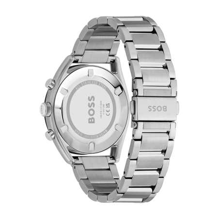 Montre chronographe homme boss top bleu acier argenté – chronographes