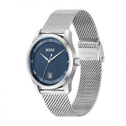 Montre homme boss principle bleu acier argenté - analogiques - edora - 1