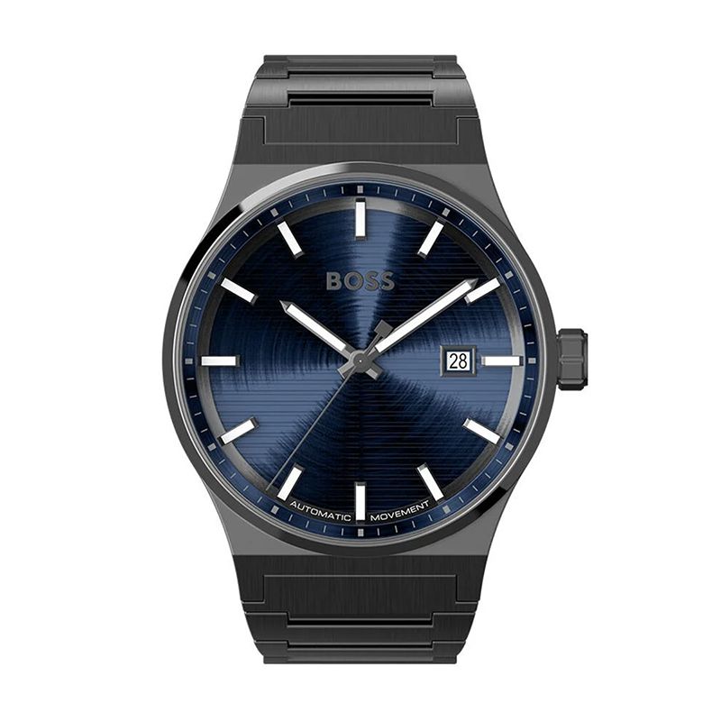Montre automatique homme boss candor bleu acier noir - automatiques - edora