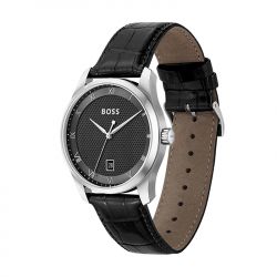 Montre homme boss principle noir cuir noir - analogiques - edora - 1