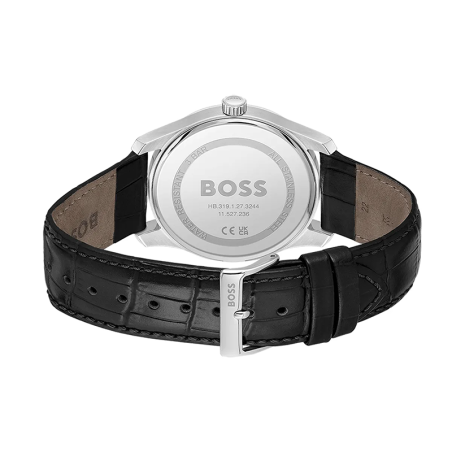 Montre homme boss principle noir cuir noir – analogiques