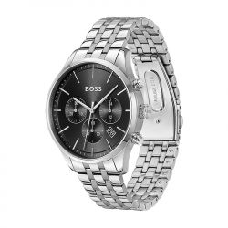 Montre chronographe homme boss avery noir acier argenté - chronographes - edora - 1