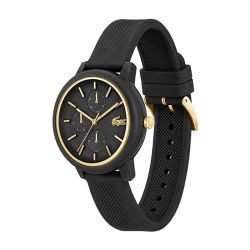 Montre femme lacoste 12.12 noir silicone noir - analogiques - edora - 1