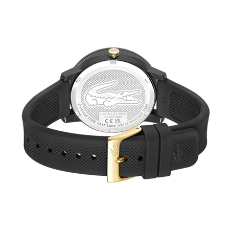 Montre femme lacoste 12.12 noir silicone noir – analogiques