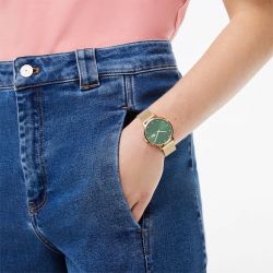 Montre femme lacoste crocorigin vert acier doré - analogiques - edora - 1