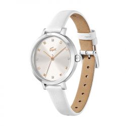 Montre femme lacoste riga blanc cuir blanc - analogiques - edora - 1