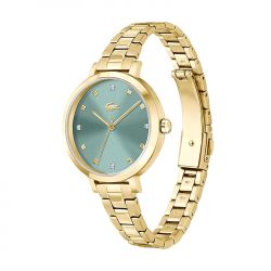 Montre femme lacoste riga vert acier doré - analogiques - edora - 1