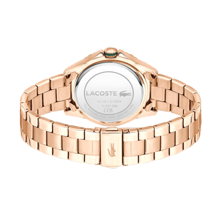 Montre femme lacoste santorini vert acier doré rose – analogiques