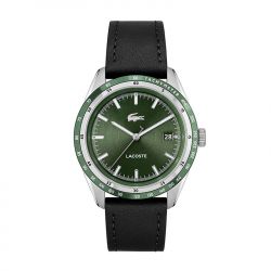 Montre homme lacoste everett vert cuir noir - analogiques - edora - 0