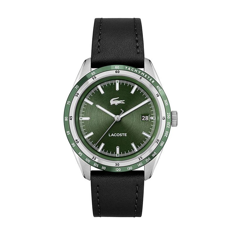 Montre homme lacoste everett vert cuir noir - analogiques - edora