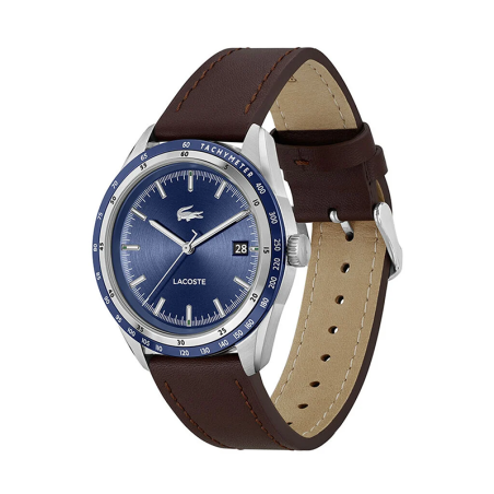 Montre homme lacoste everett bleu cuir brun – analogiques