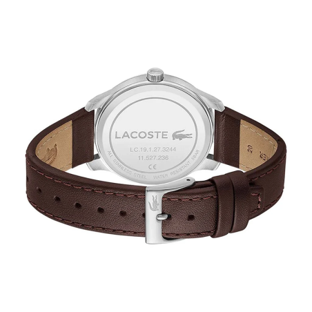 Montre homme lacoste lisbon bleu cuir brun – analogiques
