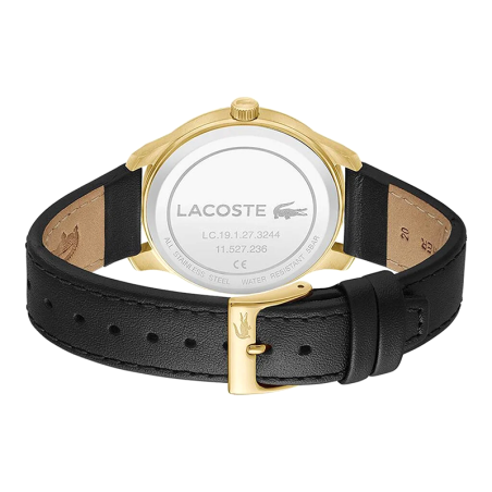 Montre homme lacoste lisbon blanc cuir noir – analogiques