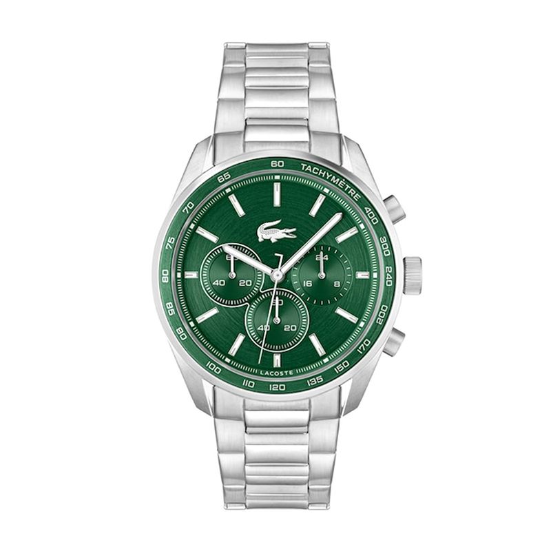 Montre chronographe homme lacoste boston vert acier argenté - chronographes - edora