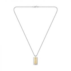 Collier plaque homme 62cm boss devon acier argenté - plus-de-colliers-hommes - edora - 1