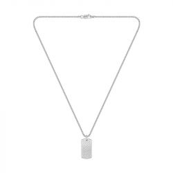 Collier plaque homme 62cm boss devon acier argenté - plus-de-colliers-hommes - edora - 2