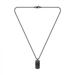 Collier plaque homme 62cm boss devon acier noir - plus-de-colliers-hommes - edora - 2