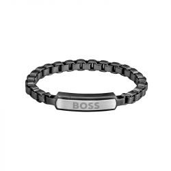 Bracelet homme 19cm boss ip acier noir - plus-de-bracelets-hommes - edora - 0