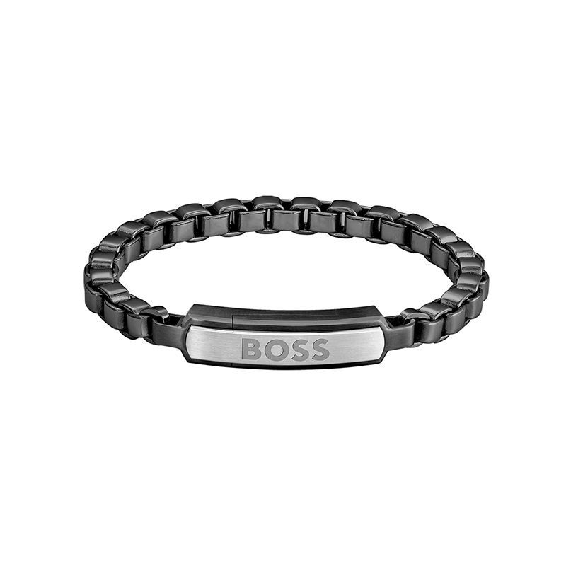 Bracelet homme 19cm boss ip acier noir - plus-de-bracelets-hommes - edora