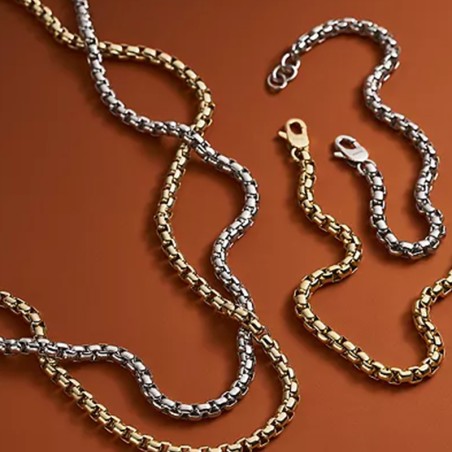 Bracelet chaîne homme 20cm fossil all stacked up acier doré – chaines