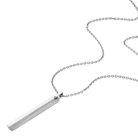 Collier homme 55.9cm fossil harlow linear texture acier argenté – tous nos colliers homme