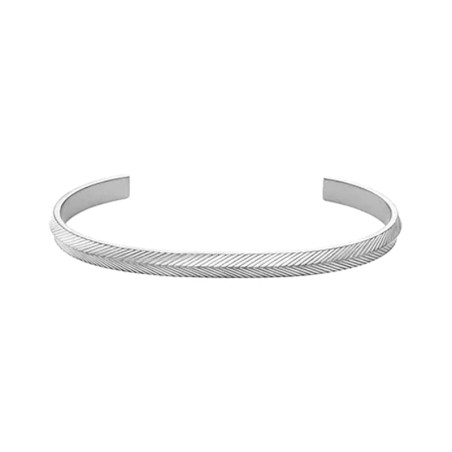 Bracelet jonc homme fossil harlow linear texture acier argenté – bracelets homme