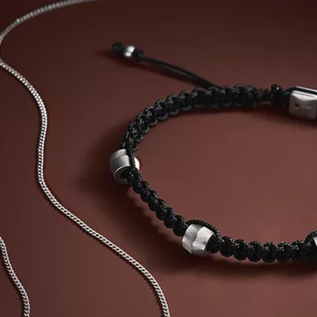 Bracelet homme 25cm fossil harlow linear texture nylon noir – bracelets homme