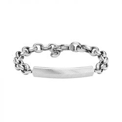 Bracelet homme 22cm fossil harlow linear texture acier argenté - bracelets-homme - edora - 0