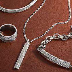 Bracelet homme 22cm fossil harlow linear texture acier argenté - bracelets-homme - edora - 2