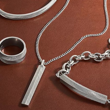 Bracelet homme 22cm fossil harlow linear texture acier argenté – bracelets homme