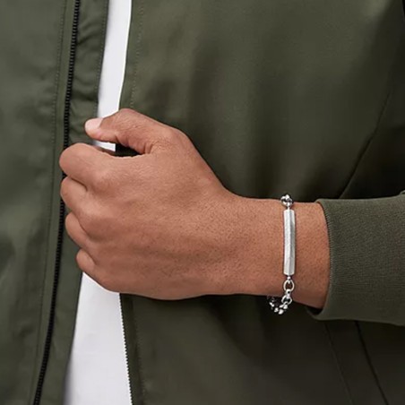 Bracelet homme 22cm fossil harlow linear texture acier argenté – bracelets homme