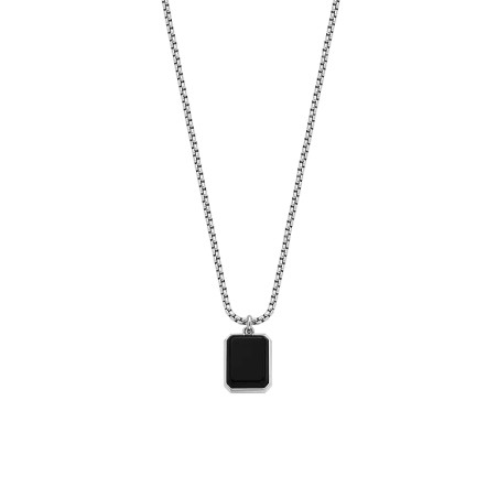 Collier homme fossil all stacked up agate noir acier argenté – tous nos colliers homme