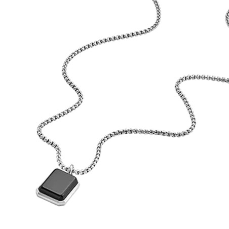 Collier homme fossil all stacked up agate noir acier argenté – tous nos colliers homme