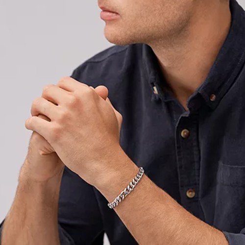 Bracelet Chaîne Homme 16.5CM FOSSIL BOLD CHAINS Acier Argenté