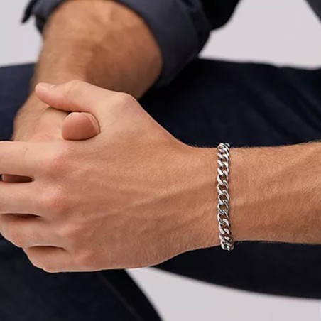 Bracelet chaîne homme 16.5cm fossil bold chains acier argenté – chaines