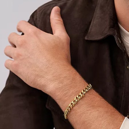 Bracelet chaîne homme 16.5cm fossil bold chains acier doré – chaines