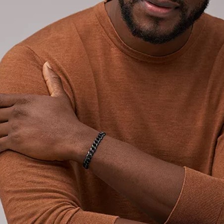 Bracelet chaîne homme 16.5cm fossil bold chains acier noir – chaines