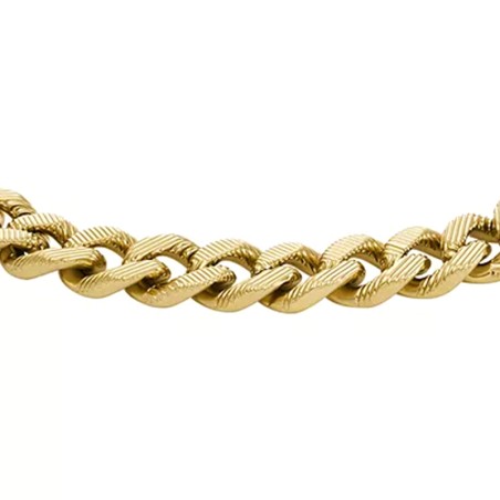 Bracelet chaîne homme 16.5cm fossil harlow linear texture acier doré – chaines